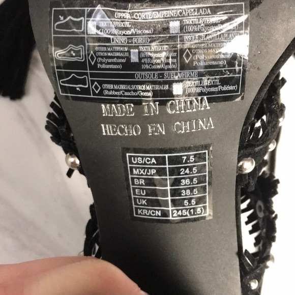 Forever21 Black Tie Up Fringe Heels - Picture 6 of 6